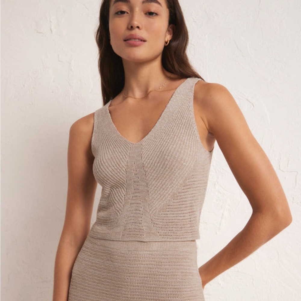 Z Supply Knit Sleeveless Santorini Top Oatmeal Heather M